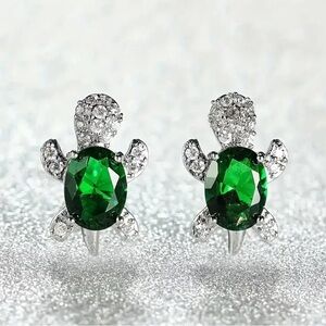 Green Zircon Sea Turtle Earrings